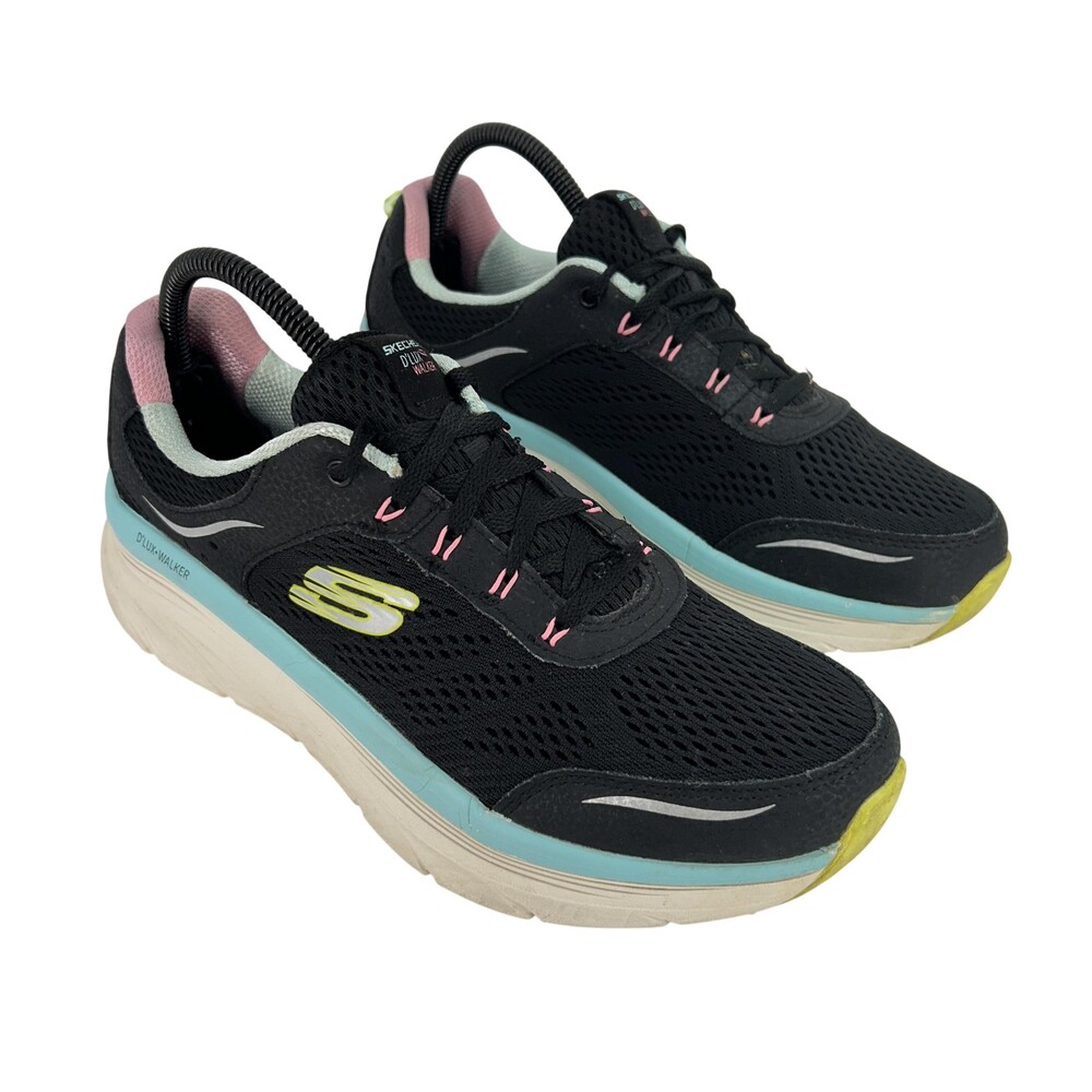 Skechers D'LUX Walker Shoes Womens Size 9.5 Black Multicolor Walking Sneakers
